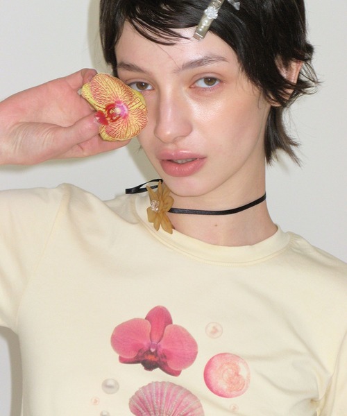 CRANK（クランク）の「CRANK／SHELLプリントT（Tシャツ/カットソー・レディース・イエロー/ホワイト・FREE）」の14枚目の写真