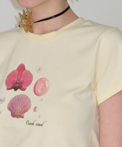 CRANK（クランク）の「CRANK／SHELLプリントT（Tシャツ/カットソー・レディース・イエロー/ホワイト・FREE）」の15枚目の写真