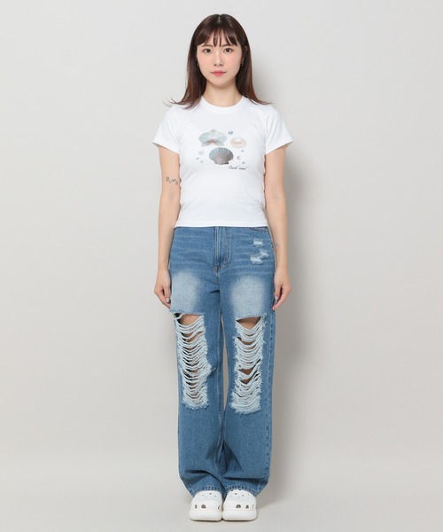 CRANK（クランク）の「CRANK／SHELLプリントT（Tシャツ/カットソー・レディース・イエロー/ホワイト・FREE）」の19枚目の写真