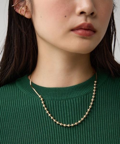 AZUL by moussy（アズールバイマウジー）の「ボールチェーンミックスネックレス（ネックレス・レディース・ゴールド系その他/シルバー・FREE）」の2枚目の写真