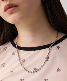 ボールチェーンミックスネックレス