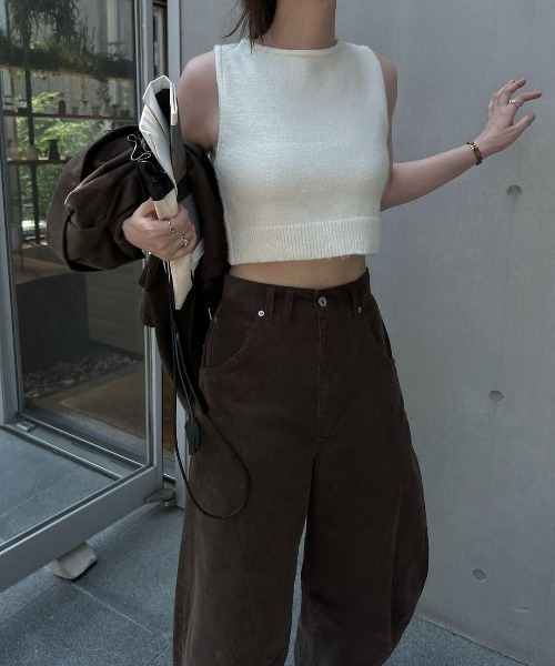 【即日発送】cropped 2way gentle knit tank cropped 2way gentle knit tank（タンクトップ）｜WILLFULLY