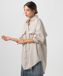 [ヒップまでカバーする着丈]コットンツイルビッグシャツ