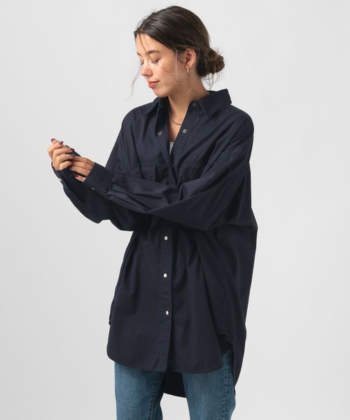 BAYFLOW（ベイフロー）の「[ヒップまでカバーする着丈]コットンツイルビッグシャツ（シャツ/ブラウス・レディース・ネイビー/ライトグレー/カーキ・X-SMALL/SMALL/MEDIUM）」の20枚目の写真