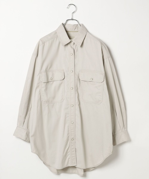 BAYFLOW（ベイフロー）の「[ヒップまでカバーする着丈]コットンツイルビッグシャツ（シャツ/ブラウス・レディース・ネイビー/ライトグレー/カーキ・X-SMALL/SMALL/MEDIUM）」の22枚目の写真