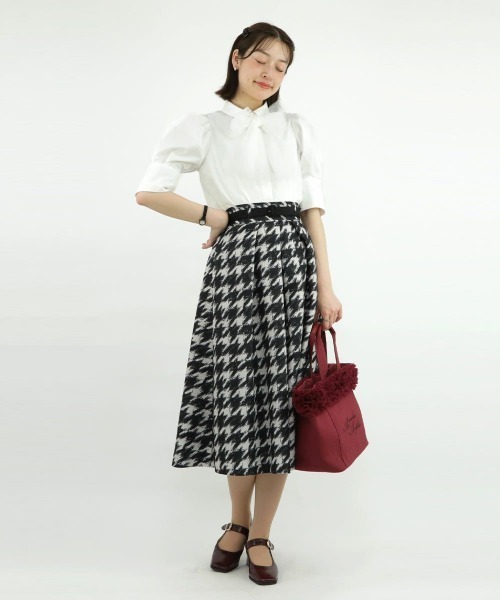 an another angelus（アンアナザーアンジェラス）の「チュールリボンタイ5分袖シャツ/ananotherangelus（シャツ/ブラウス・レディース・オフホワイト/ホワイト×グレー・FREE）」の10枚目の写真