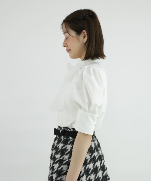 an another angelus（アンアナザーアンジェラス）の「チュールリボンタイ5分袖シャツ/ananotherangelus（シャツ/ブラウス・レディース・オフホワイト/ホワイト×グレー・FREE）」の14枚目の写真