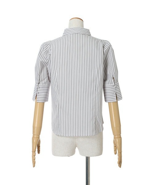 an another angelus（アンアナザーアンジェラス）の「チュールリボンタイ5分袖シャツ/ananotherangelus（シャツ/ブラウス・レディース・オフホワイト/ホワイト×グレー・FREE）」の19枚目の写真