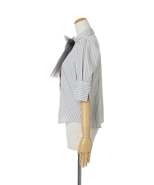 an another angelus（アンアナザーアンジェラス）の「チュールリボンタイ5分袖シャツ/ananotherangelus（シャツ/ブラウス・レディース・オフホワイト/ホワイト×グレー・FREE）」の20枚目の写真