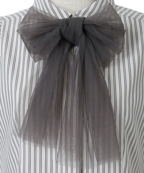 an another angelus（アンアナザーアンジェラス）の「チュールリボンタイ5分袖シャツ/ananotherangelus（シャツ/ブラウス・レディース・オフホワイト/ホワイト×グレー・FREE）」の22枚目の写真