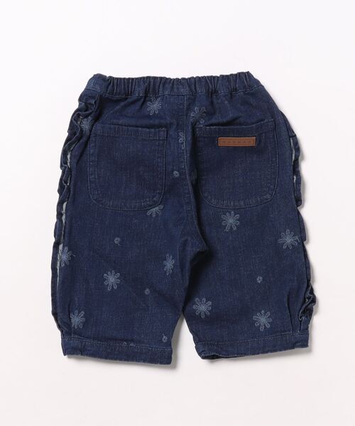 HAKKA BABY（ハッカベビー）の「[ベビー]フラワードット刺繍7オンスストレッチデニムハーフパンツ（デニムパンツ・キッズ・ネイビー/ブルー・L）」の3枚目の写真