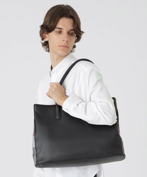 BLACK LABEL CRESTBRIDGE(ブラックレーベル・クレストブリッジ)の「PVCクレストブリッジチェックトートバッグ(トートバッグ・メンズ・ベージュ系その他5/ブラック・FREE)」の15枚目の写真