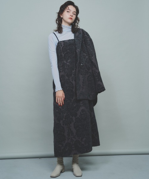 Unitage（ユニテージ）の「起毛ジャガードキャミワンピース（ワンピース・レディース・チャコールグレー・FREE）」の5枚目の写真