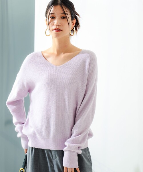 B:MING by BEAMS(ビーミングバイビームス)の「アルパカ混 片畔 Vネック ニット プルオーバー(ニット/セーター・レディース・パープル系その他4/ライトグレー/ミント/ホワイト系その他5・ONE SIZE)」の4枚目の写真