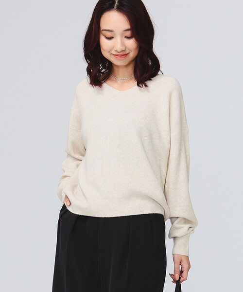 B:MING by BEAMS(ビーミングバイビームス)の「アルパカ混 片畔 Vネック ニット プルオーバー(ニット/セーター・レディース・パープル系その他4/ライトグレー/ミント/ホワイト系その他5・ONE SIZE)」の14枚目の写真