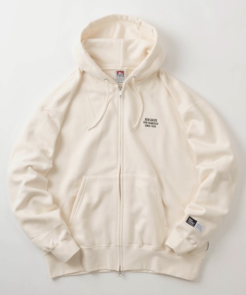 【セール】【BEN DAVIS/ベンデイビス】ブランドネーム ワンポイント刺繍&ピスネームタグデザイン ヘビーウェイト ダブルジップパーカー/ フーディ（パーカー）｜BEN DAVIS（ベンデイビス）