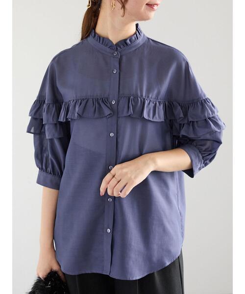 Te chichi(テチチ)の「フリルブラウス(シャツ/ブラウス・レディース・ブラック/ブルー/オリーブ・F)」の13枚目の写真