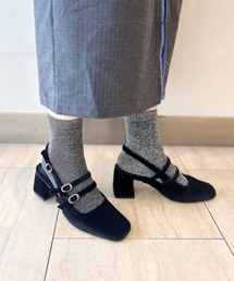 【24AW新作】【REZOY】Wビジューストラップバックベルトスクエアトゥパンプス