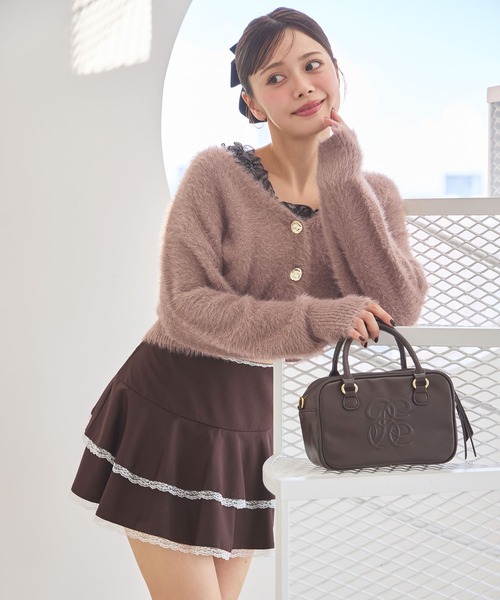 セール】ゴールドボタンフェザーショートカーディガン（カーディガン