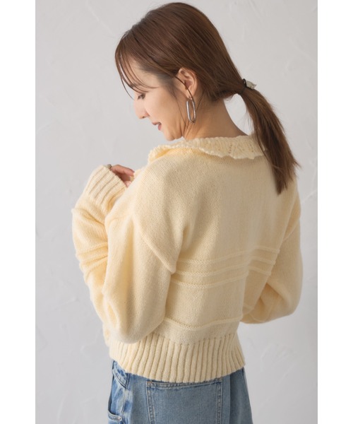 セール】【ZOZO限定】フリルカラーホックカーディガン