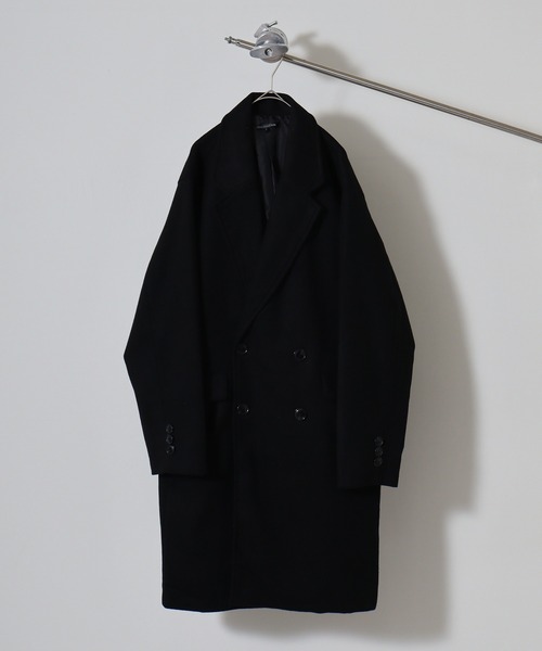 SUGGESTION（サジェッション）の「Double-breasted wool chester coat / ダブルブレスト ウール チェスターコート unisex（チェスターコート・メンズ・チェック/ブラック/グレイッシュベージュ・L/M）」の5枚目の写真