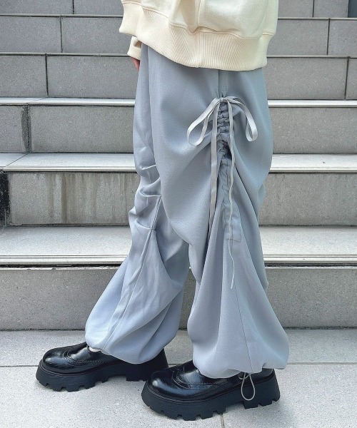 F i.n.t（フィント）の「サイドドロストパンツ/fint（カーゴパンツ・レディース・チャコールグレー/ブルーグレー・FREE）」の2枚目の写真