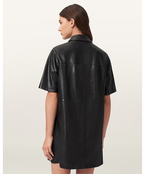 ALLSAINTS（オールセインツ）の「ROCK LEATHER MINI DRESS | ロック レザー ミニ ドレス・ワンピース（シャツワンピース・レディース・ブラック・8/6/4/10）」の14枚目の写真