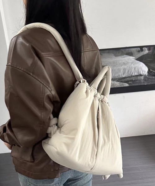 セール】WEGO/3WAY巾着カラーパフバッグ（ショルダーバッグ
