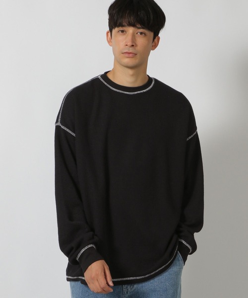 LAKOLE(ラコレ)の「ワッフル裏起毛ステッチT / 148835(Tシャツ/カットソー・メンズ・ホワイト/マスタード/ブラック・LARGE/MEDIUM)」の2枚目の写真