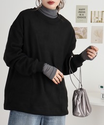 ATELANE フェイクスエード裏フリースドローコードクルーネック
