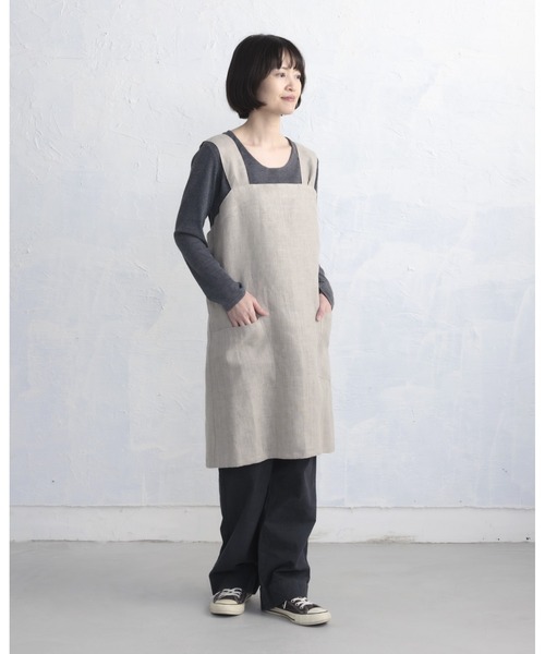 リネンの肩ラクエプロン（エプロン）｜COCO WALK（ココウォーク）