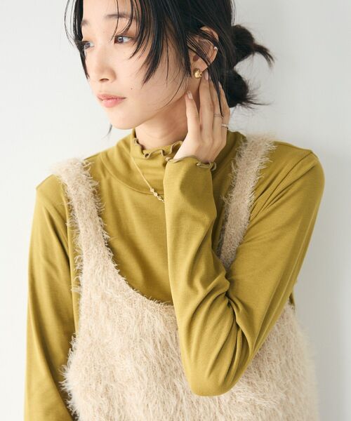 CRAFT STANDARD BOUTIQUE(クラフトスタンダードブティック)の「メロータートルネックインナー(Tシャツ/カットソー・レディース・グリーン/ブラック/アイボリー/マスタード/杢グレー・FREE)」の5枚目の写真