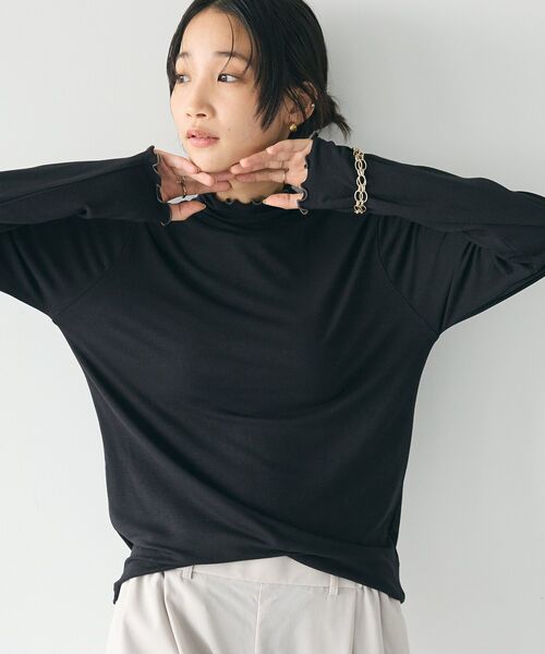 CRAFT STANDARD BOUTIQUE(クラフトスタンダードブティック)の「メロータートルネックインナー(Tシャツ/カットソー・レディース・グリーン/ブラック/アイボリー/マスタード/杢グレー・FREE)」の10枚目の写真