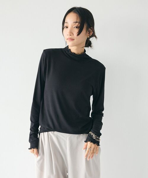 CRAFT STANDARD BOUTIQUE(クラフトスタンダードブティック)の「メロータートルネックインナー(Tシャツ/カットソー・レディース・グリーン/ブラック/アイボリー/マスタード/杢グレー・FREE)」の11枚目の写真
