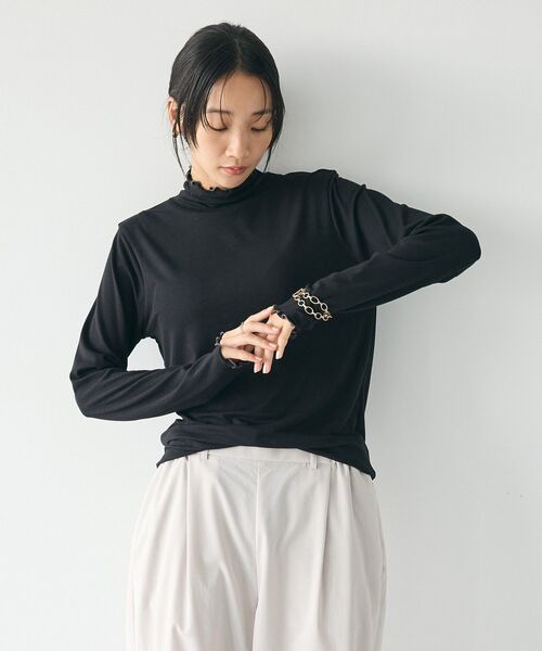 CRAFT STANDARD BOUTIQUE(クラフトスタンダードブティック)の「メロータートルネックインナー(Tシャツ/カットソー・レディース・グリーン/ブラック/アイボリー/マスタード/杢グレー・FREE)」の12枚目の写真