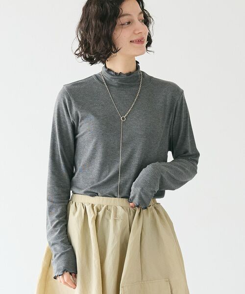CRAFT STANDARD BOUTIQUE(クラフトスタンダードブティック)の「メロータートルネックインナー(Tシャツ/カットソー・レディース・グリーン/ブラック/アイボリー/マスタード/杢グレー・FREE)」の13枚目の写真