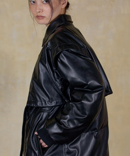 LAYERED IMITATION LEATHER PAD JACKET / レイヤードイミテーションレザーパッドジャケット（その他アウター）｜THINGS THAT MATTER（シングス ザット マター）