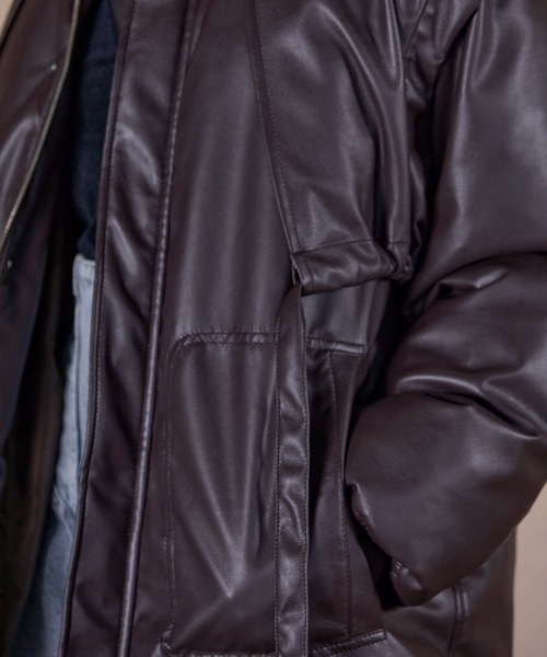 LAYERED IMITATION LEATHER PAD JACKET / レイヤードイミテーションレザーパッドジャケット（その他アウター）｜THINGS THAT MATTER（シングス ザット マター）