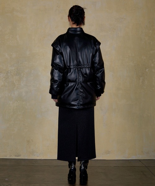 LAYERED IMITATION LEATHER PAD JACKET / レイヤードイミテーションレザーパッドジャケット（その他アウター）｜THINGS THAT MATTER（シングス ザット マター）