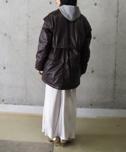 LAYERED IMITATION LEATHER PAD JACKET / レイヤードイミテーションレザーパッドジャケット（その他アウター）｜THINGS THAT MATTER（シングス ザット マター）