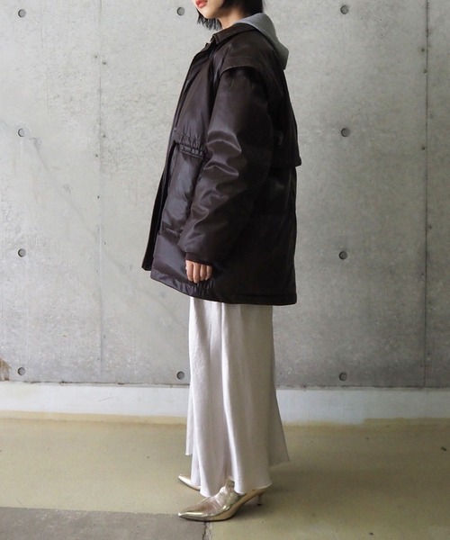 LAYERED IMITATION LEATHER PAD JACKET / レイヤードイミテーションレザーパッドジャケット（その他アウター）｜THINGS THAT MATTER（シングス ザット マター）