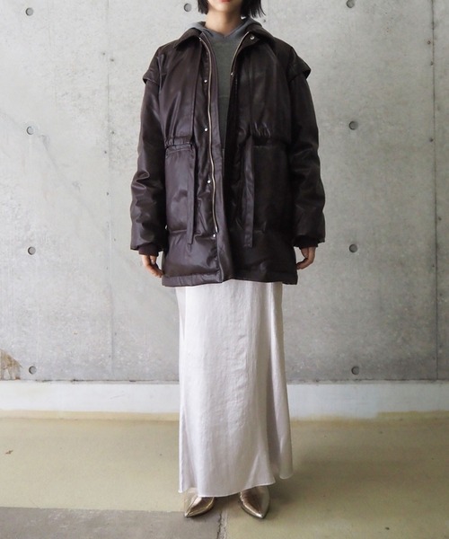 LAYERED IMITATION LEATHER PAD JACKET / レイヤードイミテーションレザーパッドジャケット（その他アウター）｜THINGS THAT MATTER（シングス ザット マター）