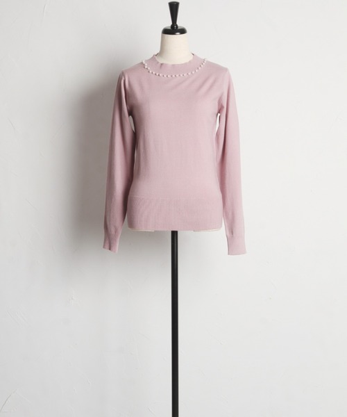 tocco closet(トッコ クローゼット)の「パール付きプチハイネックニットプルオーバー(ニット/セーター・レディース・ブラック/オフホワイト/ピンク・M)」の21枚目の写真