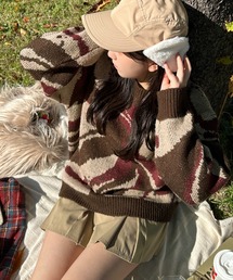 【apresjour mignon SOIE】ユニセックスニュアンス柄ニット【ZOZOTOWN限定アイテム】