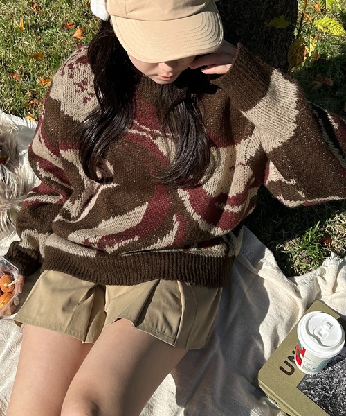 apres jour mignon(アプレジュールミニョン)の「【apresjour mignon SOIE】ユニセックスニュアンス柄ニット【ZOZOTOWN限定アイテム】(ニット/セーター・レディース・ネイビー/ブラウン系その他・MEDIUM/X-LARGE)」の5枚目の写真