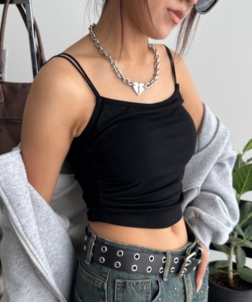 SHAGGIE（シャギー）の「ダブルストラップサイドギャザーインナーキャミソール（キャミソール・レディース・レッド/ホワイト/グレー/ブラック・FREE）」の22枚目の写真