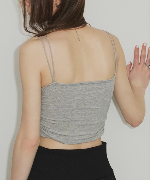 SHAGGIE(シャギー)の「ダブルストラップサイドギャザーインナーキャミソール(キャミソール・レディース・レッド/ホワイト/グレー/ブラック・FREE)」の12枚目の写真