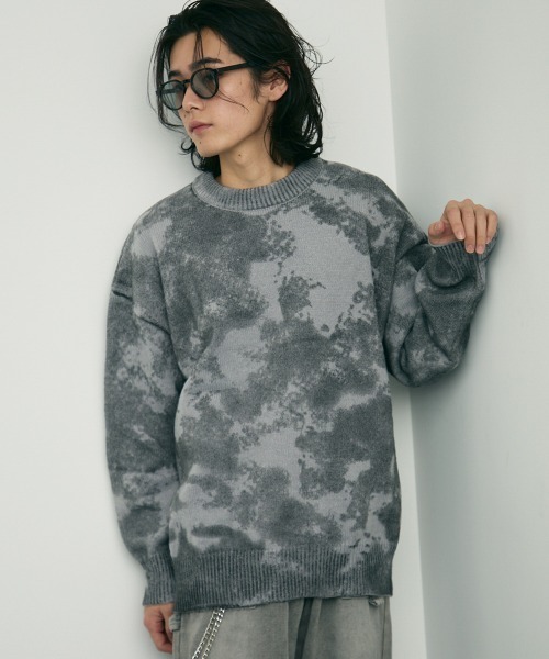 【セール】all over printed crew knit sweater / オールオーバープリンテッドクルーニットセーター(ニット/セーター)|Shoowtime(ショウタイム)