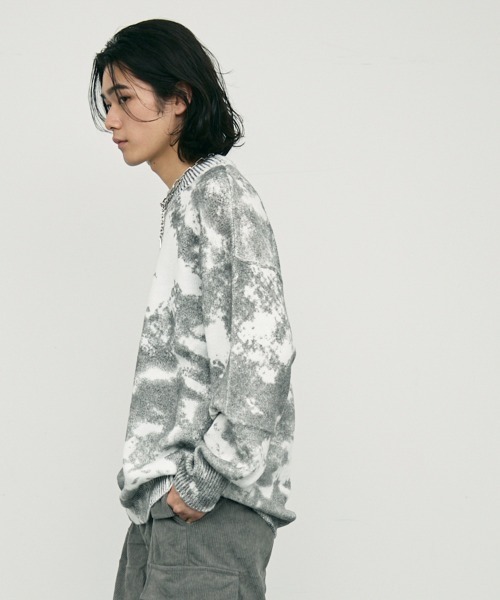 Shoowtime(ショウタイム)の「all over printed crew knit sweater / オールオーバープリンテッドクルーニットセーター(ニット/セーター・メンズ・ホワイト/ブラック/グレー・MEDIUM/X-LARGE/LARGE)」の8枚目の写真