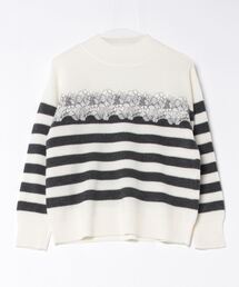 en recre | ボーダーレースニット【Leilian WHITE LABEL】(ニット/セーター)